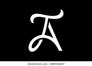 TA logo design, letter, monogram, icon, symbol, initials. Combination of T and A in script letter design. Very match for beauty based product brand such a skincare, hair product, realtor etc.