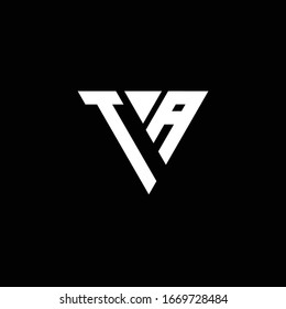 TA Logo-Buchstaben Monogramm mit dreieckiger Design-Vorlage einzeln auf schwarzem Hintergrund