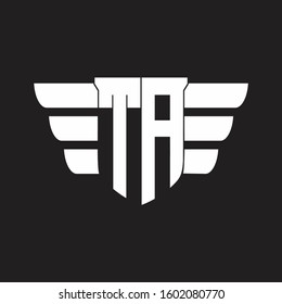 TA Logo monogram with emblem and wings element design template