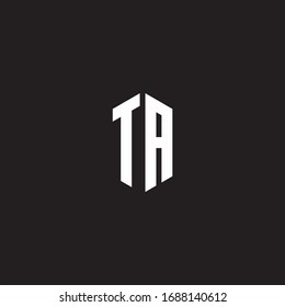 TA Logo monogram with hexagon shape style design template isolated on black background