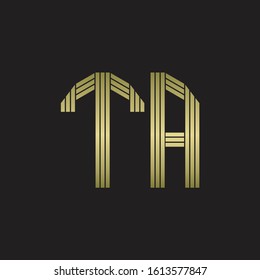 TA Logo monogram outline style linked isolated with gold colors
