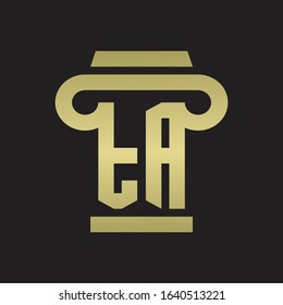 TA Logo monogram with pillar style design template with gold colors
