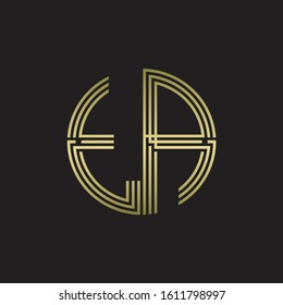 TA Logo monogram triple ribbon style line design template isolated with gold color
