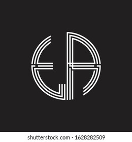 TA Logo monogram triple ribbon style line design template isolated on black background