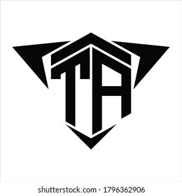 TA Logo monogram with wings arrow around design template on white background