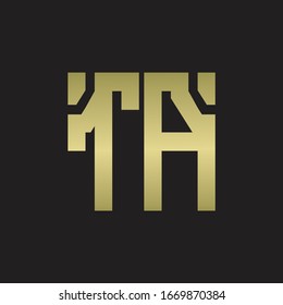 TA Logo with squere shape design template with gold colors