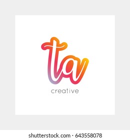 TA logo, vector. Useful as branding, app icon, alphabet combination, clip-art.