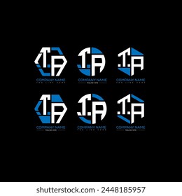 TA minimalist and classic logo set design.TA monogram polygonal and circle shape vector. TA unique design.
