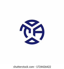Logo de monograma TA con formas abstractas en plantilla de diseño de estilo moderno