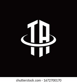 TA monogram logo in a hexagon style and surrounded by a ring