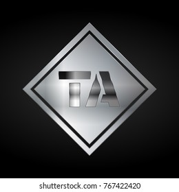 TA Monogram, Silver Logo, Metal Logo, Luxury, Elegant, Abstract, square