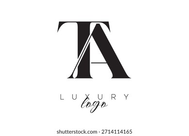 Logotipo de la tipografía del monograma de la letra de TA Serif para la identidad elegante de la marca de Premium