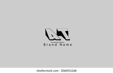 Plantilla de monograma del logotipo del vector abstracto AT TA A T