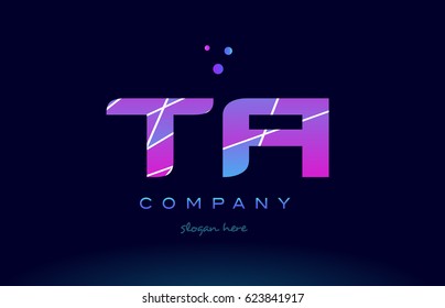 ta t a  creative color blue background pink purple magenta alphabet letter company logo vector icon