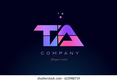 ta t a creative color blue background pink purple blue magenta alphabet letter company logo vector icon design
