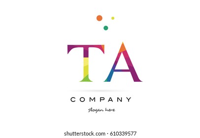 ta t a  creative rainbow colors colored alphabet company letter logo design vector icon template