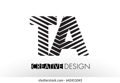 TA T A Lines Letter Design with Creative Elegant Zebra Vector Illustration.