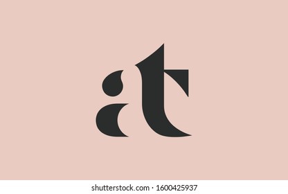 at or ta and a or t Lowercase Letter Initial Logo Design Template Vector Illustration