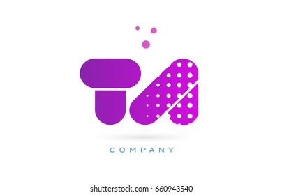 ta t a pink dots dotted letter logo alphabet creative company vector icon design template