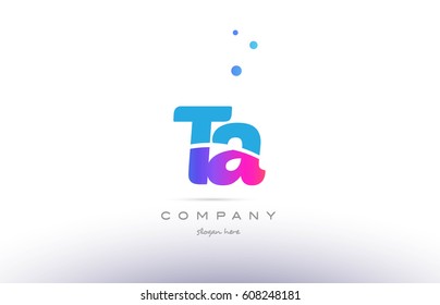 ta t a  pink purple blue white uppercase lowercase modern creative alphabet gradient company letter logo design vector icon template