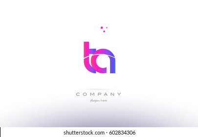 ta t a  pink purple modern creative gradient alphabet company logo design vector icon template
