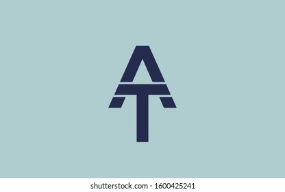 AT or TA and A or T Uppercase Letter Initial Logo Design Template Vector Illustration