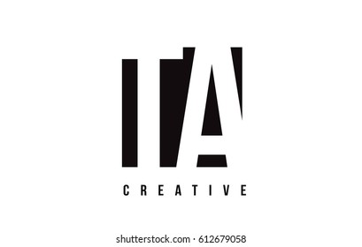 TA T A White Letter Logo Design with Black Square Vector Illustration Template.