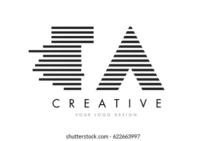 TA T A Zebra Letter Logo Design with Black and White Stripes Vector