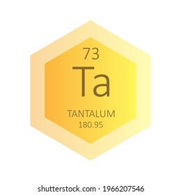 Tabla Periódica De Elementos Químicos Ta Tantalum. Ilustración vectorial de gradiente hexagonal, estilo puro simple Icono con masa molar y número atómico para la educación de laboratorio, ciencia o química.