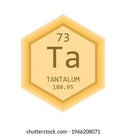 Ta Tantalum Chemical Element Periodic Table. Hexagon gradient vector illustration, simple clean style Icon with molar mass and atomic number for Lab, science or chemistry education.