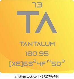 Ta Tantalum Transition metal Diagrama de la ilustración del vector del elemento químico, con número atómico, masa y configuración de electrones. Diseño de hexágono plano de gradiente simple para educación, laboratorio, clase de ciencia.
