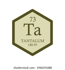 Ta Tantalum Transition metal Chemical Element Periodic Table. Hexagon vector illustration, simple clean style Icon with molar mass and atomic number for Lab, science or chemistry education.