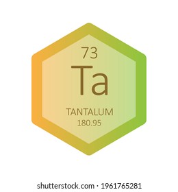 Ta Tantalum Transition metal Chemical Element Periodic Table. Hexagon gradient vector illustration, simple clean style Icon with molar mass and atomic number for Lab, science or chemistry education.