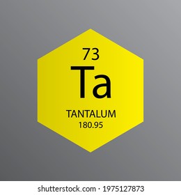 Ta Tantalum Transition metal Chemical Element Periodic Table. Hexagon vector illustration, simple clean style Icon with molar mass and atomic number for Lab, science or chemistry education.