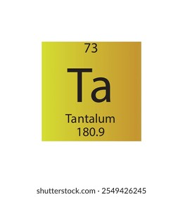 Tantalio Metal de transición Elemento químico Tabla periódica. Ilustración vectorial cuadrada plana simple, icono de estilo limpio simple con masa molar y número atómico para laboratorio, ciencia o clase de química.