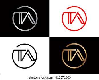 Ta text red gold black silver modern creative alphabet  letter logo design vector icon