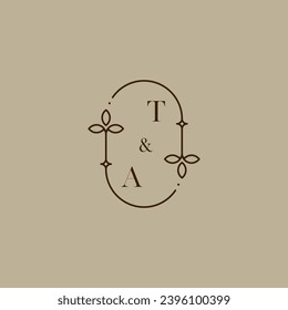 Logotipo inicial de boda TA en un diseño profesional de alta calidad que se imprimirá en cualquier medio impreso