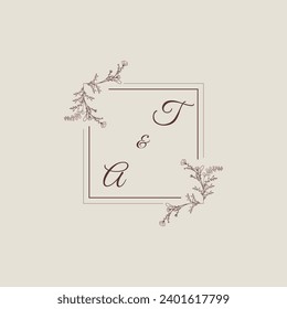 TA wedding line square monogram with high quality professional design that will print well