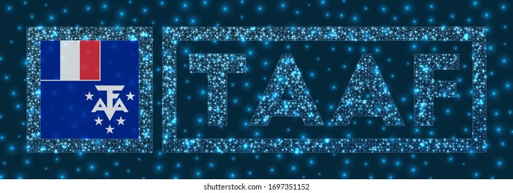 Insignia de TAAF. Marca de TAAF en estilo geométrico de red brillante.Ilustración vectorial creativa.