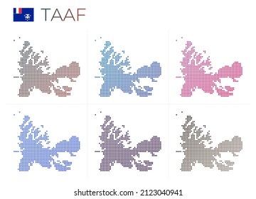 TAAF dotted map set. Map of TAAF in dotted style. Borders of the country filled with beautiful smooth gradient circles. Modern vector illustration.