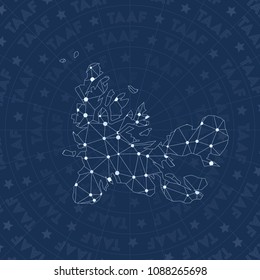 TAAF network style country map. Appealing space style, modern design for infographics or presentation.