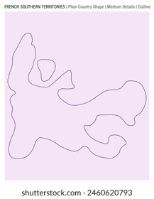 TAAF plain country map. Medium Details. Outline style. Shape of TAAF. Vector illustration.