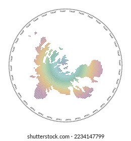 TAAF round logo. Digital style shape of TAAF in dotted circle with country name. Tech icon of the country with gradiented dots. Elegant vector illustration.