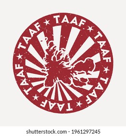 TAAF stamp. Travel red rubber stamp with the map of country, vector illustration. Can be used as insignia, logotype, label, sticker or badge of the TAAF.