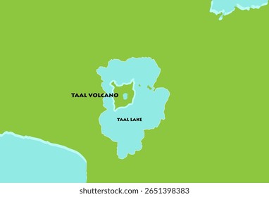 Mapa do Lago Taal com vulcão Taal em Luzon, Filipinas 