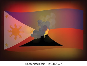 Taal Volcano Eruption, Pray For Philippines, Pray For Albay, Philippines Volcano, Sign Symbol Background, Vector Illustration.