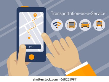 TaaS, Transportation as a Service startup business concept illustration