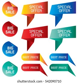 Tab Banner with discount price isolated on background.