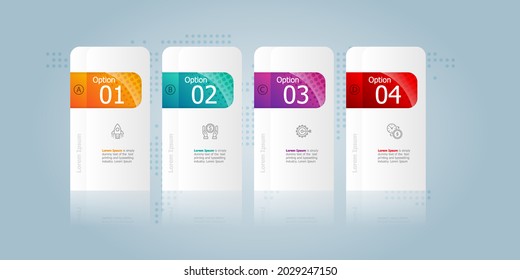 tab bar horizontal infogrphics element presentation with business icons 4 steps vector illustration background