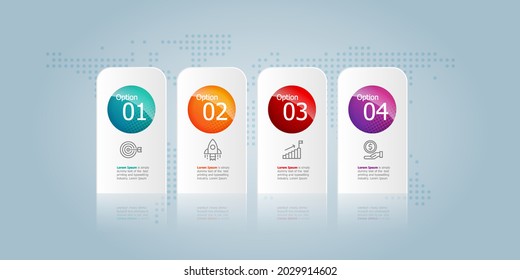 tab bar horizontal infogrphics element presentation with business icons 4 steps vector illustration background